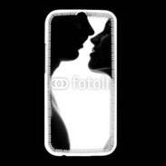 Coque HTC One M8 Couple d'amoureux en noir et blanc