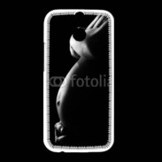 Coque HTC One M8 Femme enceinte en noir et blanc