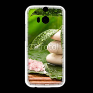 Coque HTC One M8 Galet et feuilles mouillées