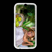 Coque HTC One M8 Petite fille avec panier de pommes