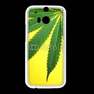 Coque HTC One M8 Feuille de cannabis sur fond jaune