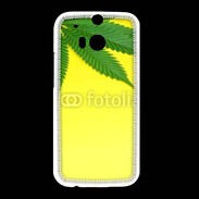 Coque HTC One M8 Feuille de cannabis sur fond jaune 2