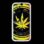 Coque HTC One M8 Grunge stamp with marijuana leaf
