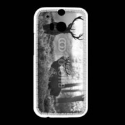 Coque HTC One M8 Cerf en noir et blanc 150