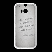 Coque HTC One M8 Tentation Gris Citation Oscar Wilde