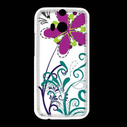 Coque HTC One M8 motif floral bleu