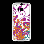 Coque HTC One M8 motif floral orange