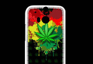 Coque HTC One M8 Feuille de cannabis et cœur Rasta