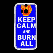 Coque HTC One M8 Keep Calm Burn Bleu