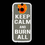 Coque HTC One M8 Keep Calm Burn Gris