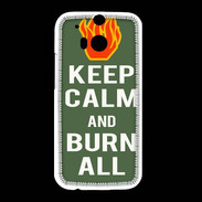 Coque HTC One M8 Keep Calm Burn Kaki