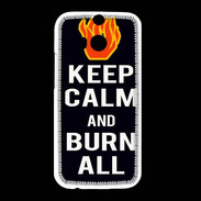 Coque HTC One M8 Keep Calm Burn Noir