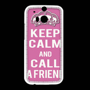 Coque HTC One M8 Keep Calm Call Rose