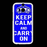 Coque HTC One M8 Keep Calm Carry on Bleu