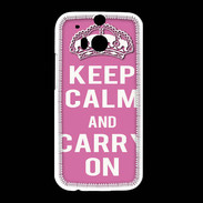 Coque HTC One M8 Keep Calm Carry on Rose