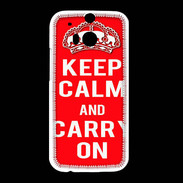 Coque HTC One M8 Keep Calm Carry on Rouge
