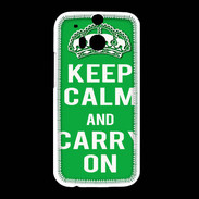 Coque HTC One M8 Keep Calm Carry on Vert