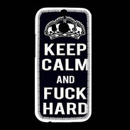 Coque HTC One M8 Keep Calm Fuck hard Noir