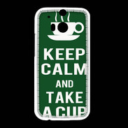 Coque HTC One M8 Keep Calm Take a cup Vert