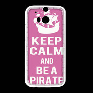 Coque HTC One M8 Keep Calm Be a Pirate Rose