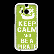 Coque HTC One M8 Keep Calm Be a Pirate Vert pomme