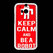 Coque HTC One M8 Keep Calm Be a Robot Rouge