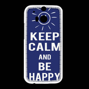 Coque HTC One M8 Keep Calm Be Happy Bleu