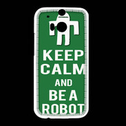 Coque HTC One M8 Keep Calm Be a Robot Vert