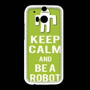 Coque HTC One M8 Keep Calm Be a Robot Vert pomme