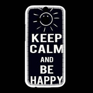 Coque HTC One M8 Keep Calm Be Happy Noir