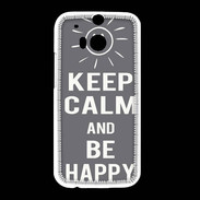 Coque HTC One M8 Keep Calm Be Happy Gris