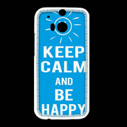 Coque HTC One M8 Keep Calm Be Happy Cyan