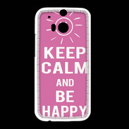 Coque HTC One M8 Keep Calm Be Happy Rose