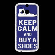 Coque HTC One M8 Keep Calm Buy Shoes Bleu