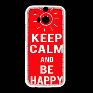 Coque HTC One M8 Keep Calm Be Happy Rouge