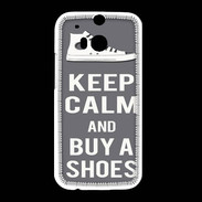 Coque HTC One M8 Keep Calm Buy Shoes Gris