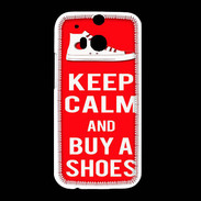 Coque HTC One M8 Keep Calm Buy Shoes Rouge