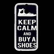 Coque HTC One M8 Keep Calm Buy Shoes Noir