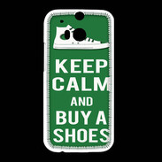 Coque HTC One M8 Keep Calm Buy Shoes Vert