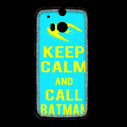 Coque HTC One M8 Keep Calm Batman Cyan