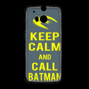 Coque HTC One M8 Keep Calm Call Batman Gris