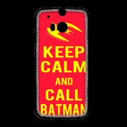 Coque HTC One M8 Keep Calm Call Batman Rouge