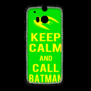 Coque HTC One M8 Keep Calm Call Batman Vert
