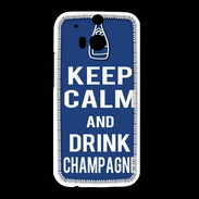 Coque HTC One M8 Keep Calm Drink Champagne Bleu