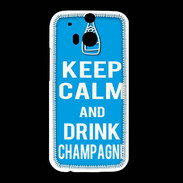 Coque HTC One M8 Keep Calm Drink champagne Cyan