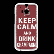 Coque HTC One M8 Keep Calm Drink Champagne Brique