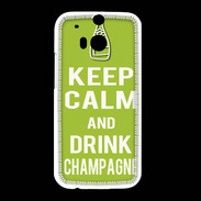 Coque HTC One M8 Keep Calm Drink champagne Vert pomme