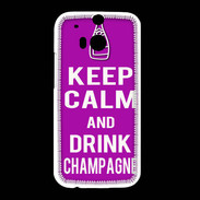 Coque HTC One M8 Keep Calm Drink champagne Violet