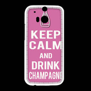 Coque HTC One M8 Keep Calm Drink champagne Rose