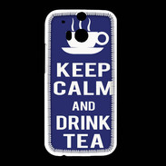 Coque HTC One M8 Keep Calm Drink Tea Bleu